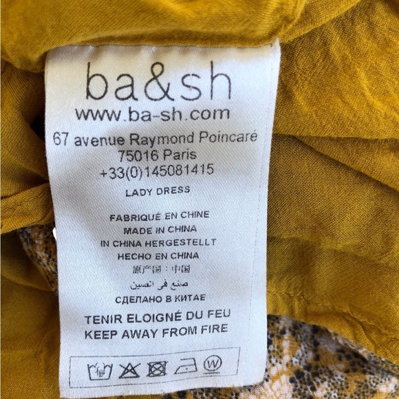 BA&SH Nina tiered printed crepe mini dress in mustard - Picture 8 of 11